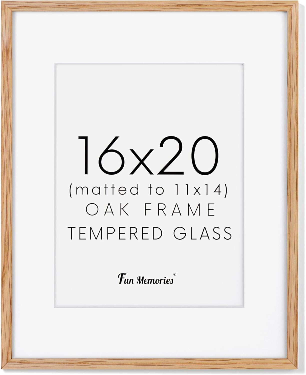 Fun Memories 11x14 Wood Picture Frame, Set of 3, Natural Oak Frame 11 x 14 with Tempered Glass, 8x10 Matted to Wood, Farmhousr Rustic Wooden Poster 11x14, Walnut Color