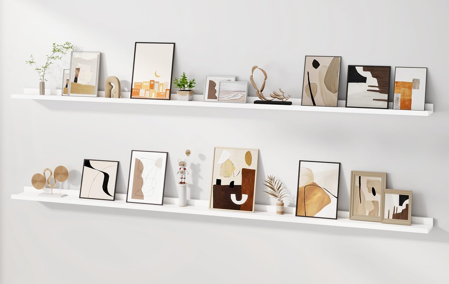 Fun Memories Picture Ledge Shelf for Wall, Floating Shelves Set of 4, 24 Inch Long Nursery Book Shelves for Toys Storage, Kids Bookshelf Wall Mounted for Books Photo Frames, Oak