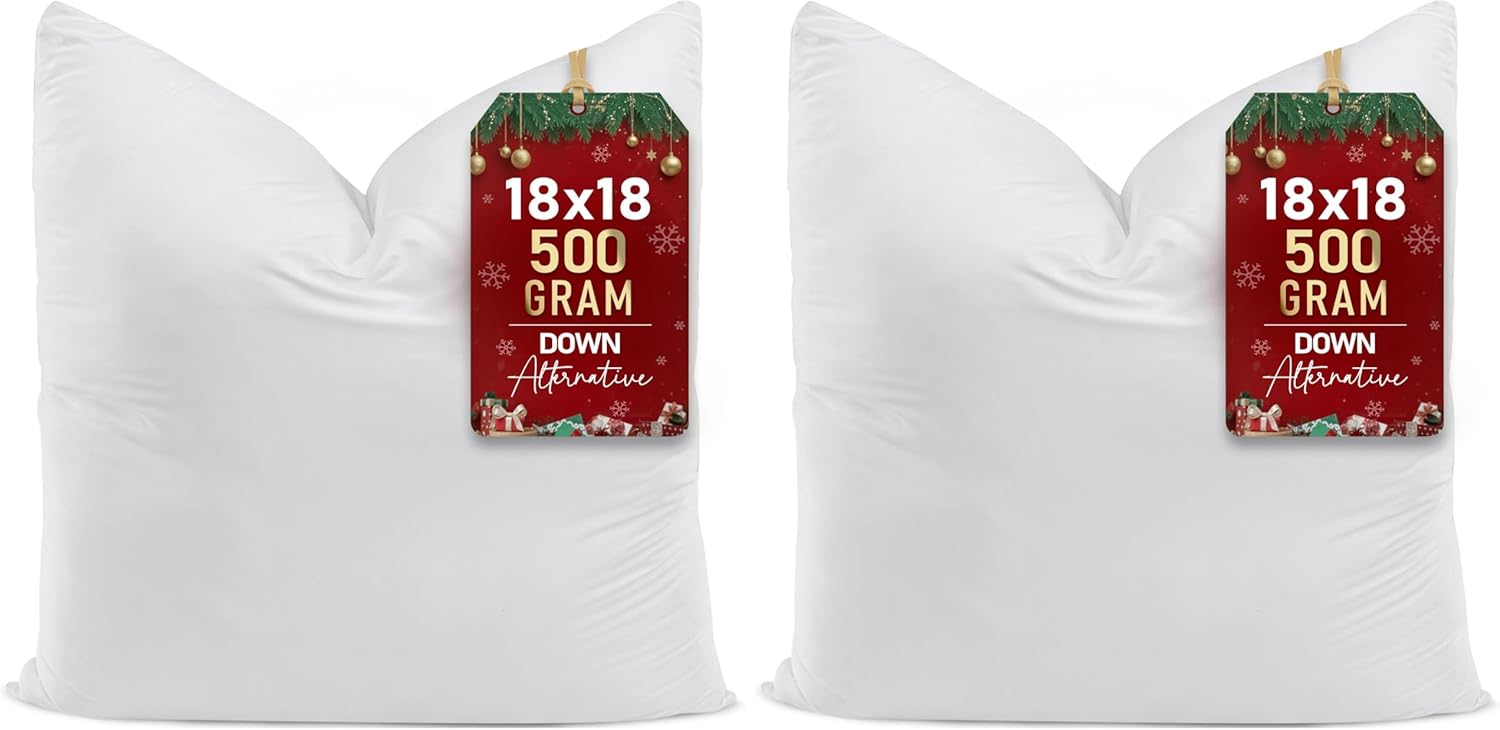 Utopia Bedding Throw Pillows (Set of 4, White) – 18 x 18 Inches Down Alternative Pillows for Bed, Sofa, and Couch - Fluffy Decorative Stuffer Pillow for Indoors & Outdoors
