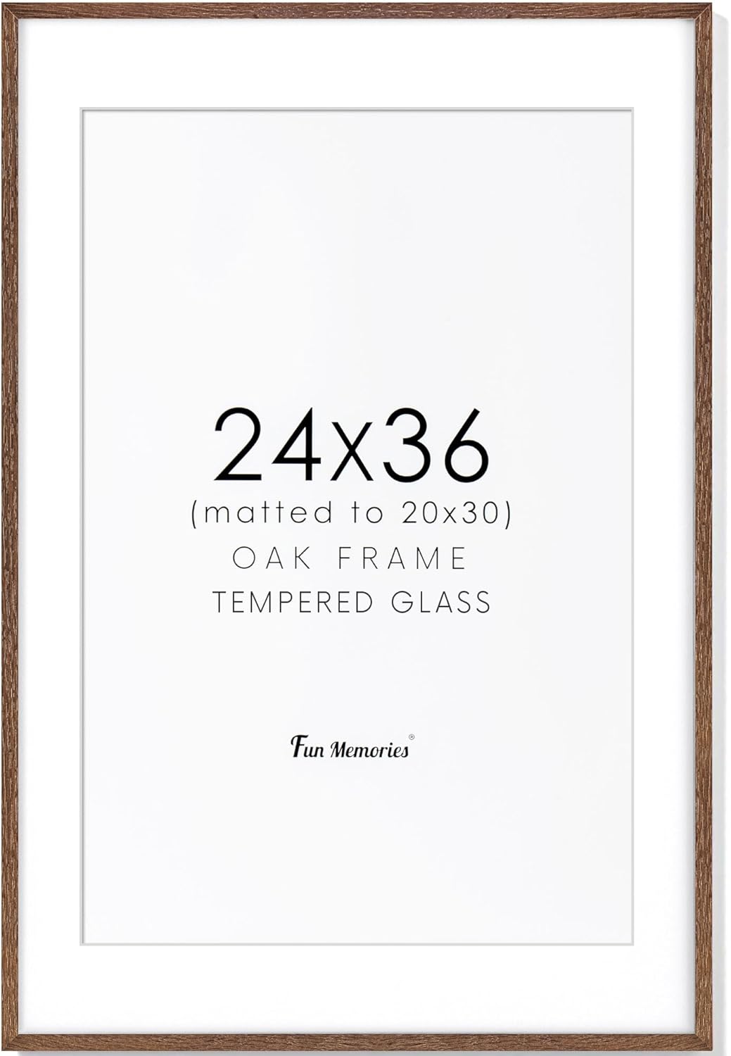 Fun Memories 11x14 Wood Picture Frame, Set of 3, Natural Oak Frame 11 x 14 with Tempered Glass, 8x10 Matted to Wood, Farmhousr Rustic Wooden Poster 11x14, Walnut Color