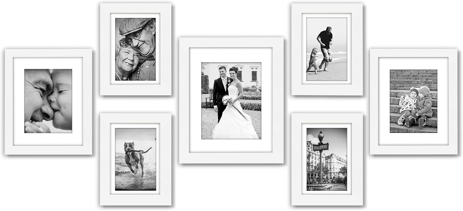 Americanflat Set of 10 Picture Frames with Shatter-Resistant Glass - Gallery Wall Frame Set with Two 8x10, Four 5x7 and Four 4x6 Frames - Signature Collection - Black