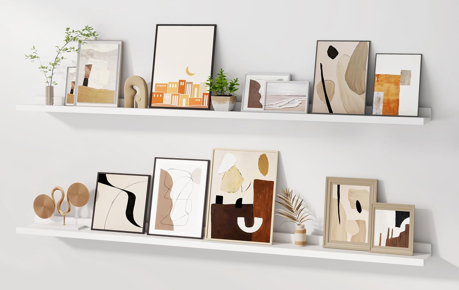 Fun Memories Picture Ledge Shelf for Wall, Floating Shelves Set of 4, 24 Inch Long Nursery Book Shelves for Toys Storage, Kids Bookshelf Wall Mounted for Books Photo Frames, Oak