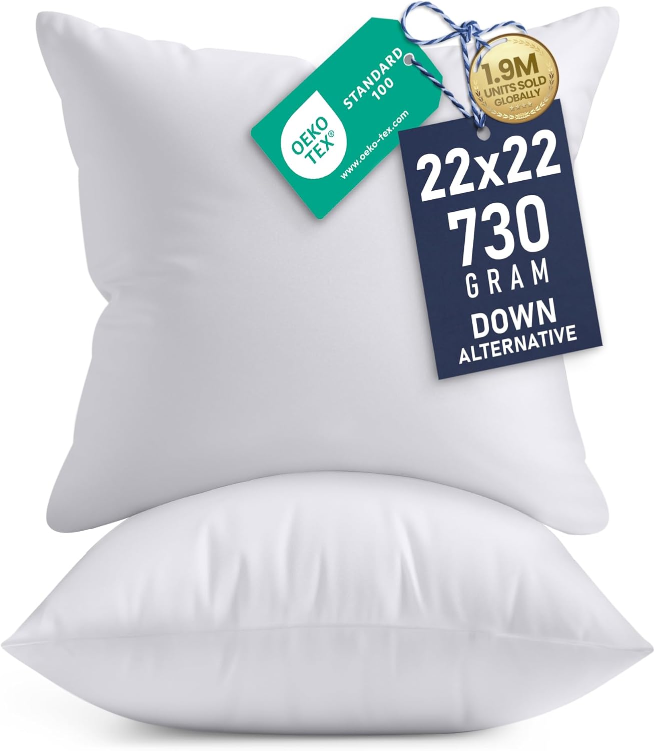 Utopia Bedding 18x18 Pillow Inserts, Set of 2, White – Indoor Decorative Throw Pillows for Bed, Sofa & Couch – Soft, Supportive & Fluffy Cushion Inserts