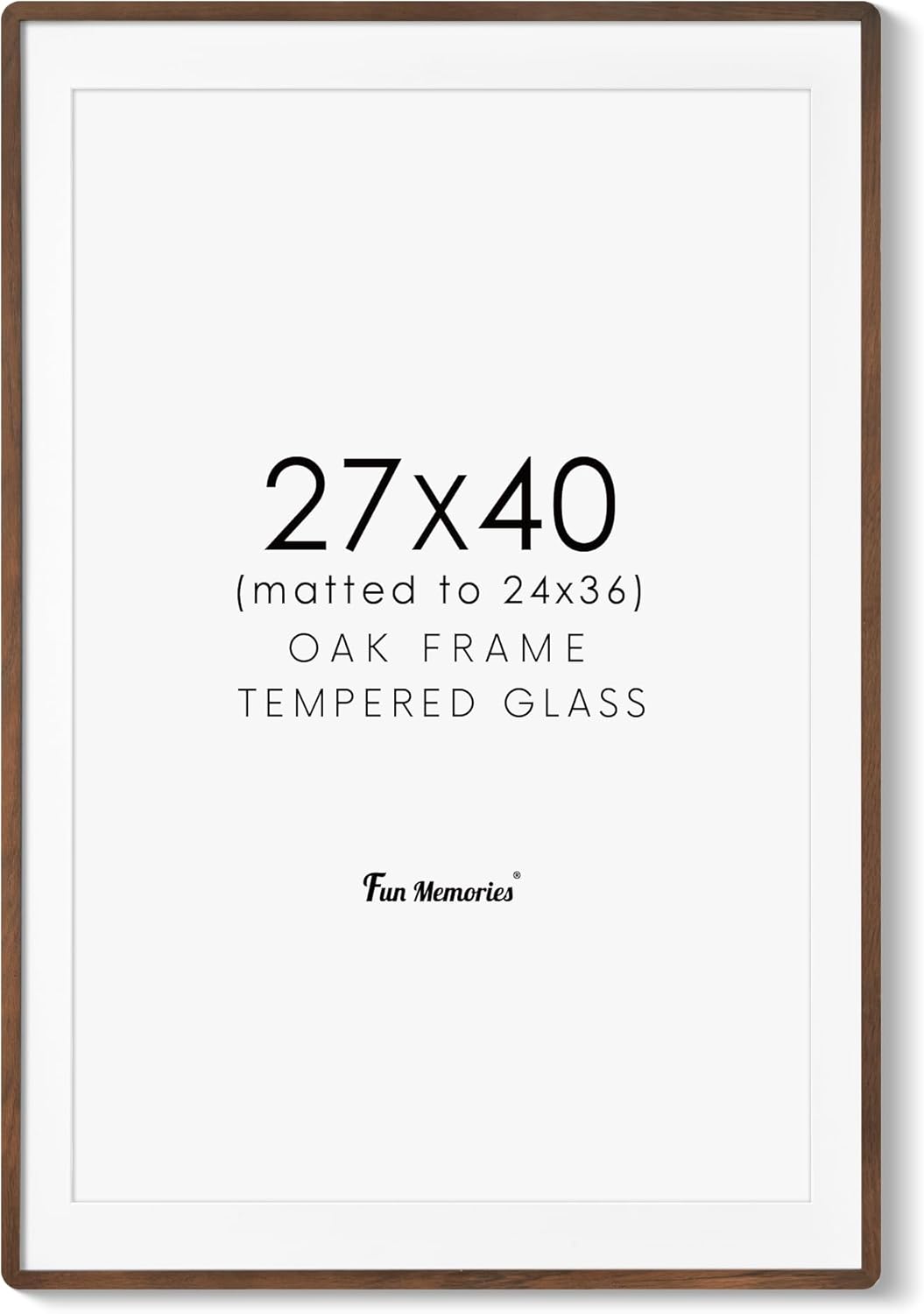 Fun Memories 11x14 Wood Picture Frame, Set of 3, Natural Oak Frame 11 x 14 with Tempered Glass, 8x10 Matted to Wood, Farmhousr Rustic Wooden Poster 11x14, Walnut Color