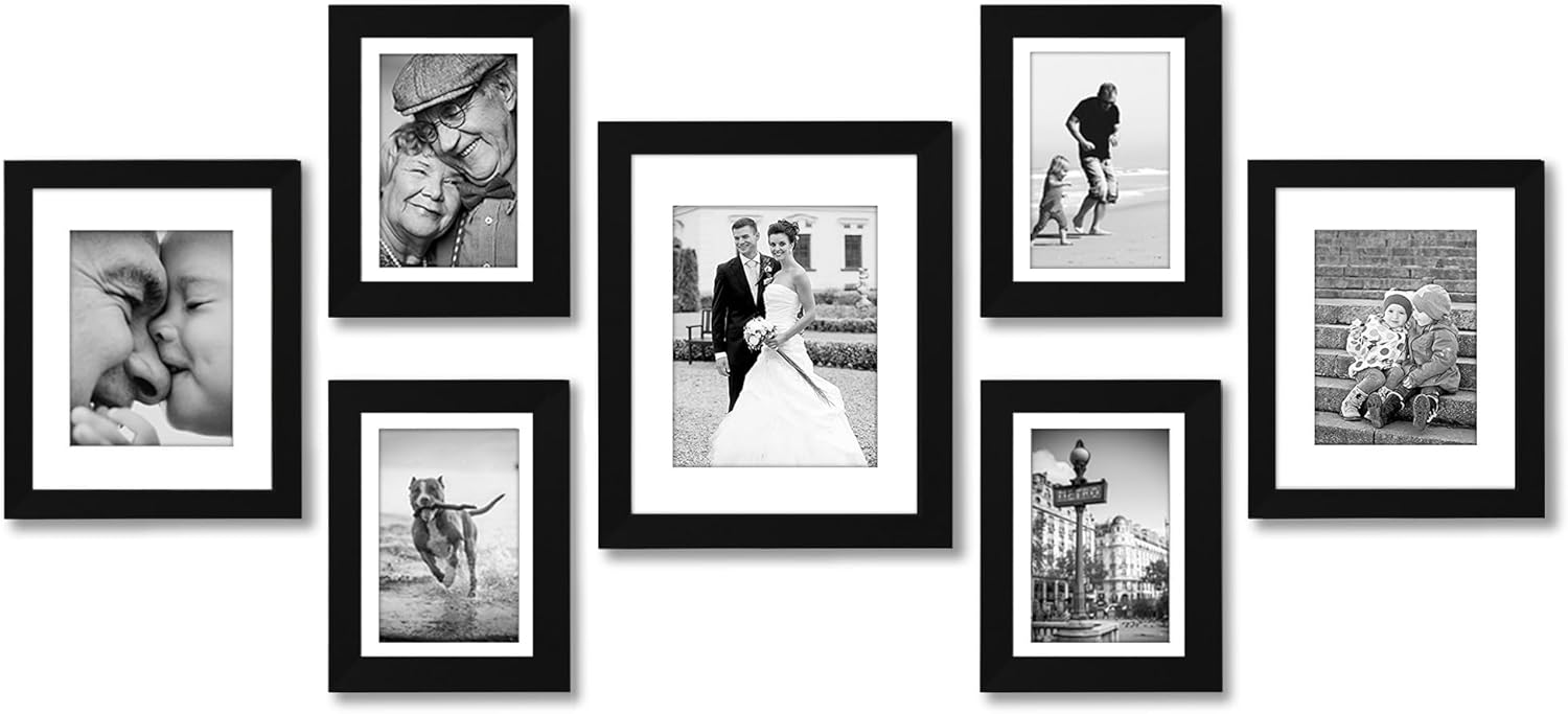 Americanflat Set of 10 Picture Frames with Shatter-Resistant Glass - Gallery Wall Frame Set with Two 8x10, Four 5x7 and Four 4x6 Frames - Signature Collection - Black