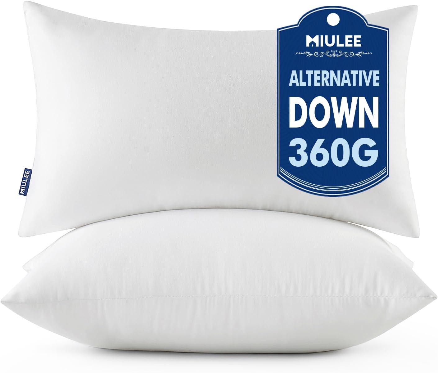 MIULEE Throw Pillows Inserts, Pack of 2 18x18 Inch 100% Virgin Fiber Filling Bed Couch Pillows