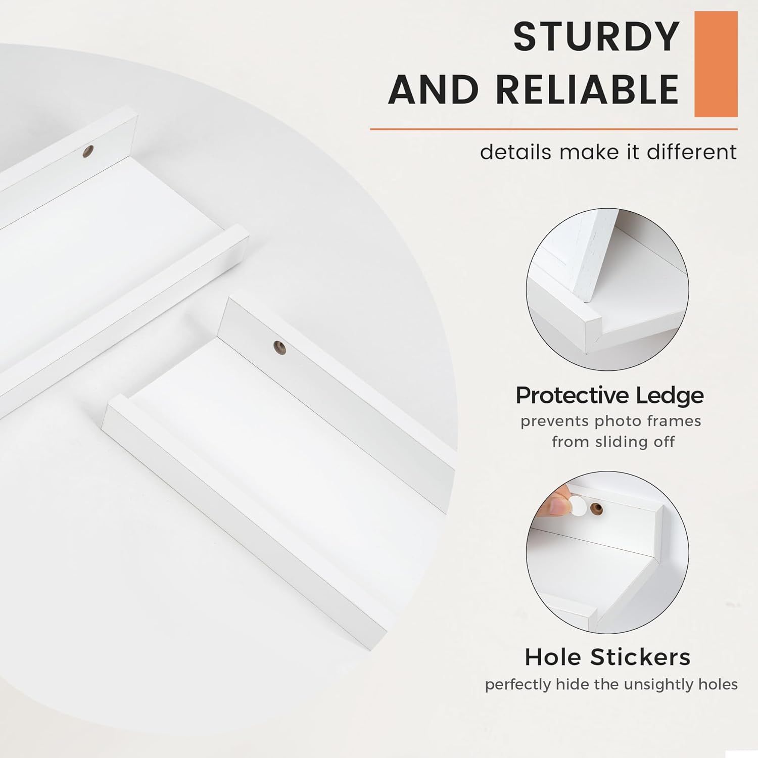 Picture Ledge Shelf, Floating Shelves Set of 2, 48 Inches Long Large Nursery Book Shelves for Toys Storage, Kids Bookshelf Wall Mounted for Living Room Bedroom Decor Books Photo Frames, White