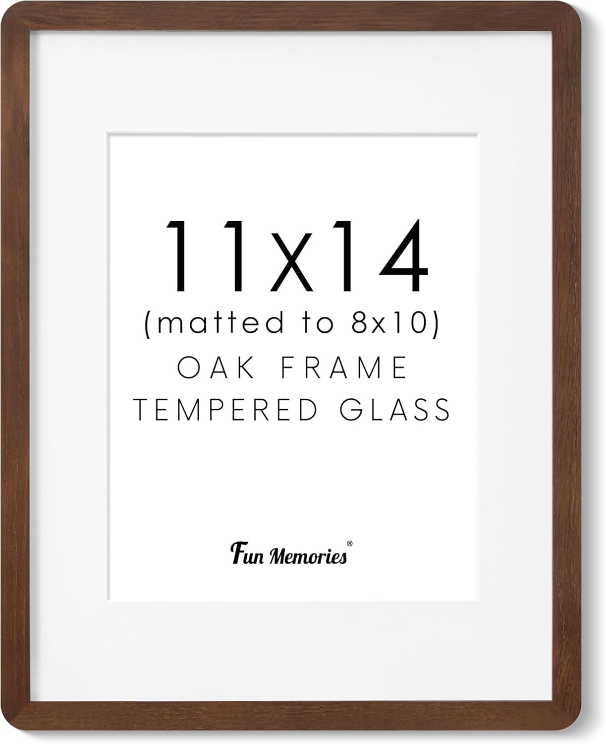 Fun Memories 11x14 Wood Picture Frame, Set of 3, Natural Oak Frame 11 x 14 with Tempered Glass, 8x10 Matted to Wood, Farmhousr Rustic Wooden Poster 11x14, Walnut Color