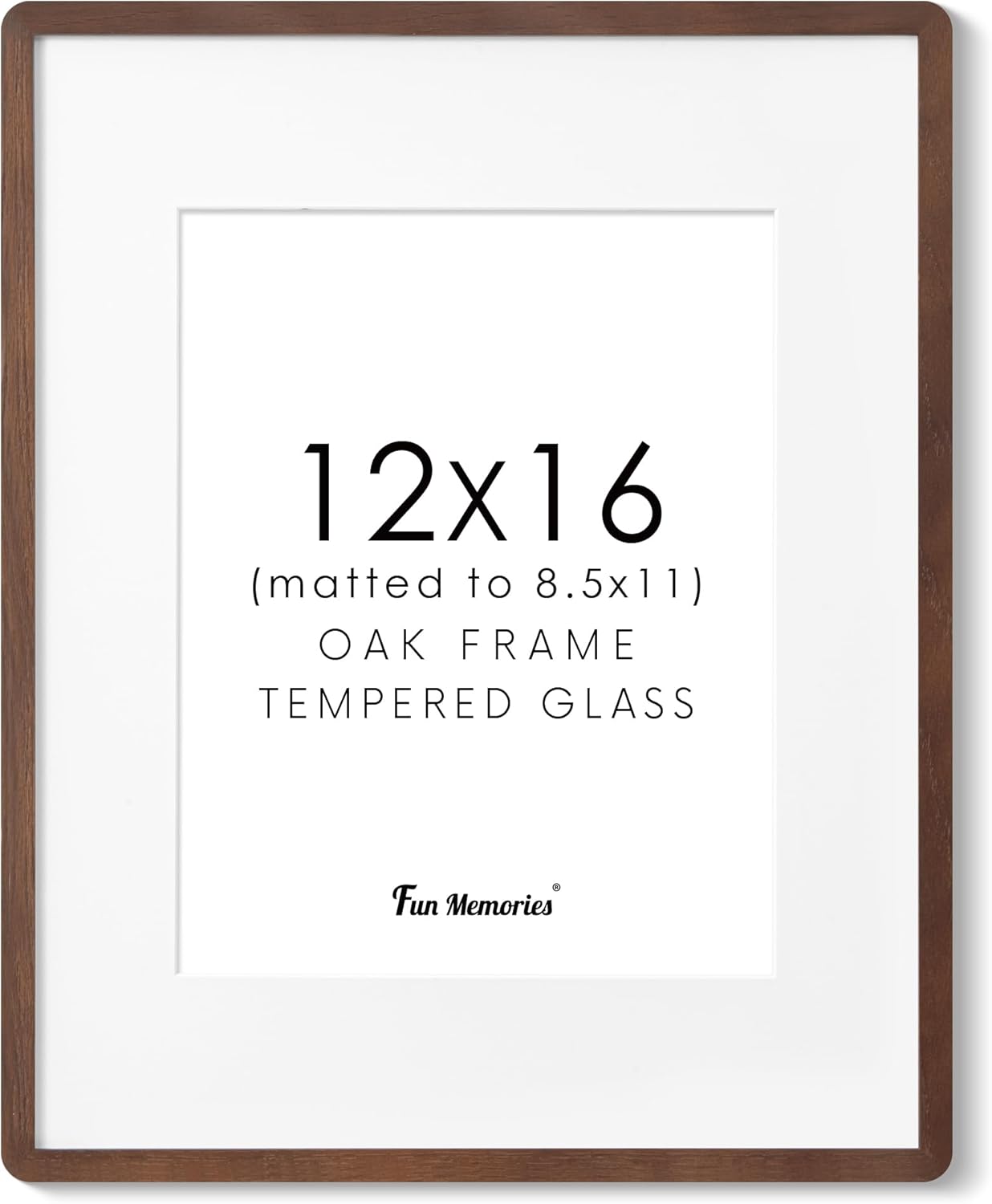 Fun Memories 11x14 Wood Picture Frame, Set of 3, Natural Oak Frame 11 x 14 with Tempered Glass, 8x10 Matted to Wood, Farmhousr Rustic Wooden Poster 11x14, Walnut Color