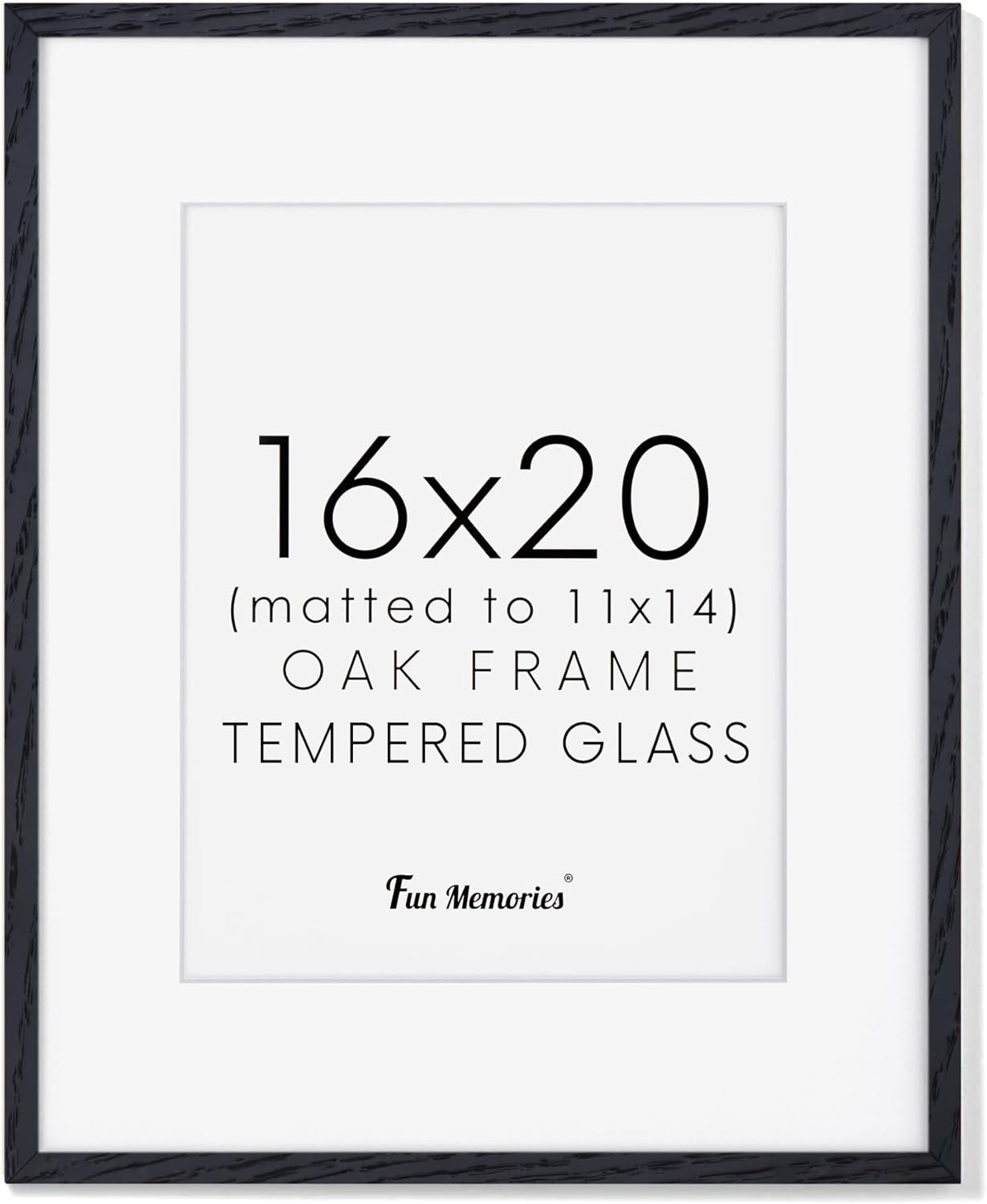 Fun Memories 11x14 Wood Picture Frame, Set of 3, Natural Oak Frame 11 x 14 with Tempered Glass, 8x10 Matted to Wood, Farmhousr Rustic Wooden Poster 11x14, Walnut Color