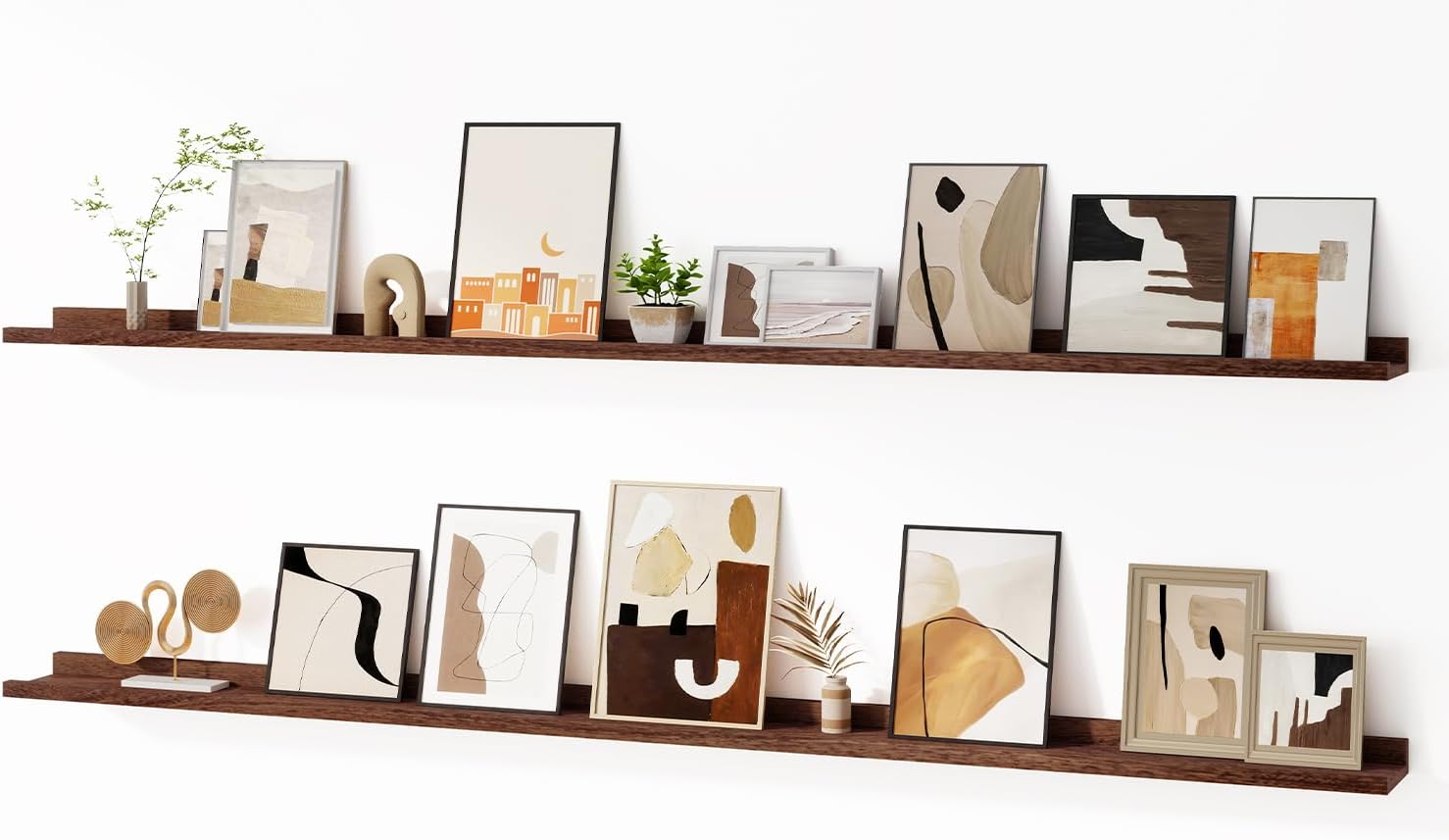 Fun Memories Picture Ledge Shelf for Wall, Floating Shelves Set of 4, 24 Inch Long Nursery Book Shelves for Toys Storage, Kids Bookshelf Wall Mounted for Books Photo Frames, Oak