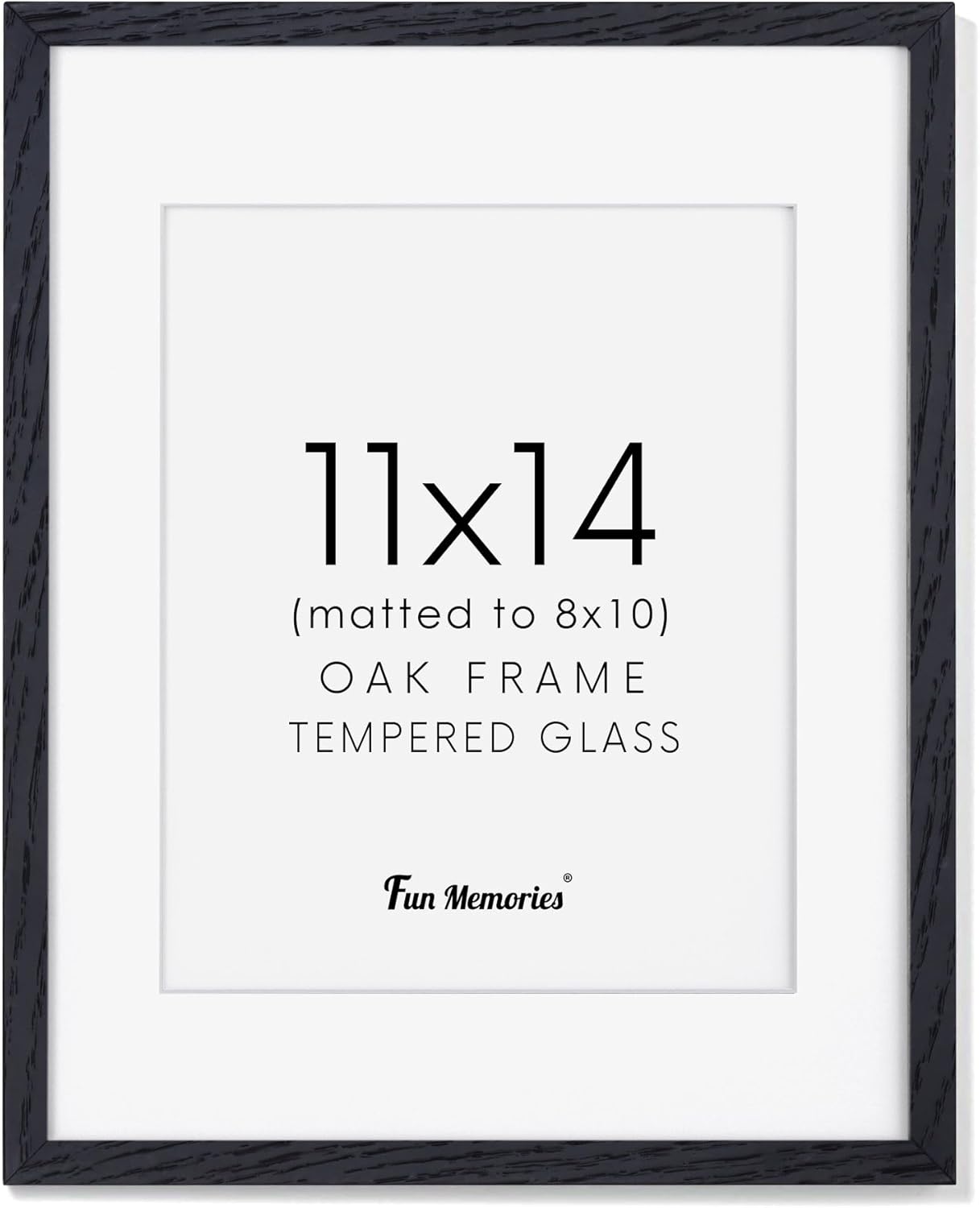 Fun Memories 11x14 Wood Picture Frame, Set of 3, Natural Oak Frame 11 x 14 with Tempered Glass, 8x10 Matted to Wood, Farmhousr Rustic Wooden Poster 11x14, Walnut Color