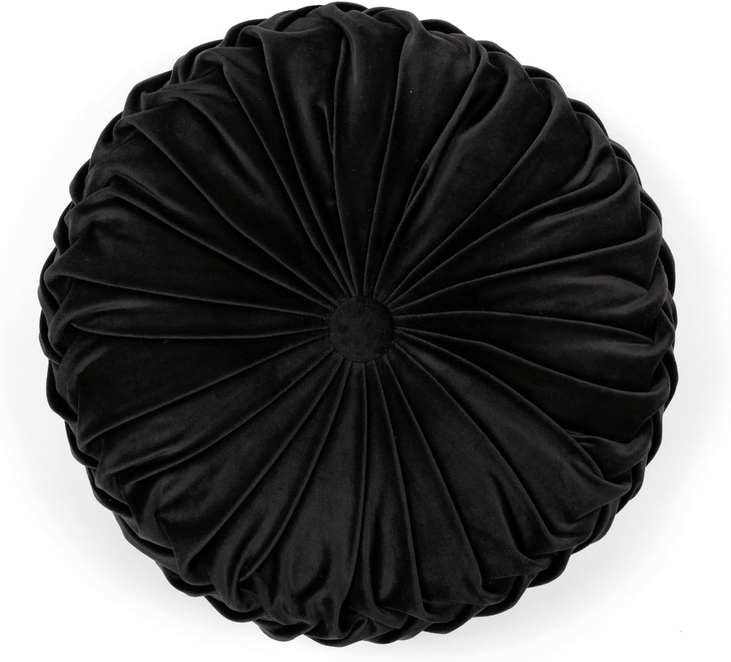 Lush Decor Round Pleated Soft Velvet Decorative Throw Pillow, 1 Count, 15" Diameter, Dark Gray - Plush Round Pillow, Seat Cushion, Decorative Pillows For Bed, Couch, Or Chair