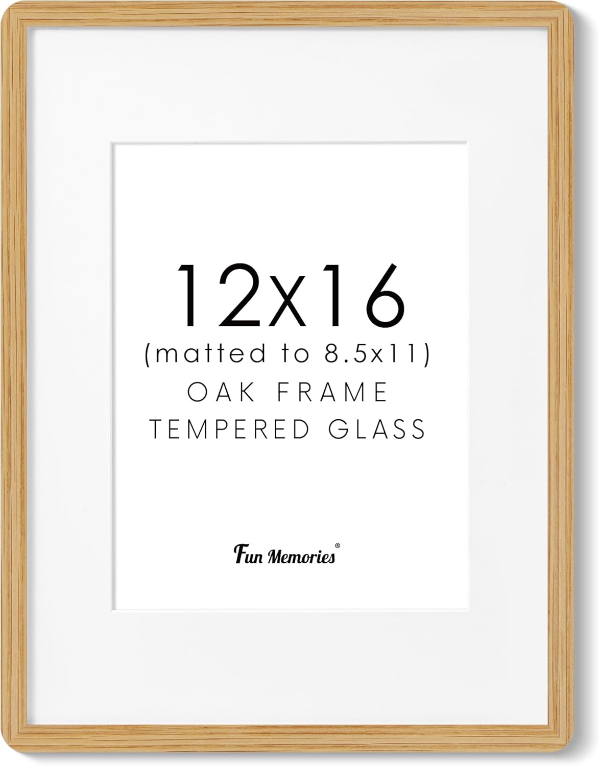 Fun Memories 11x14 Wood Picture Frame, Set of 3, Natural Oak Frame 11 x 14 with Tempered Glass, 8x10 Matted to Wood, Farmhousr Rustic Wooden Poster 11x14, Walnut Color