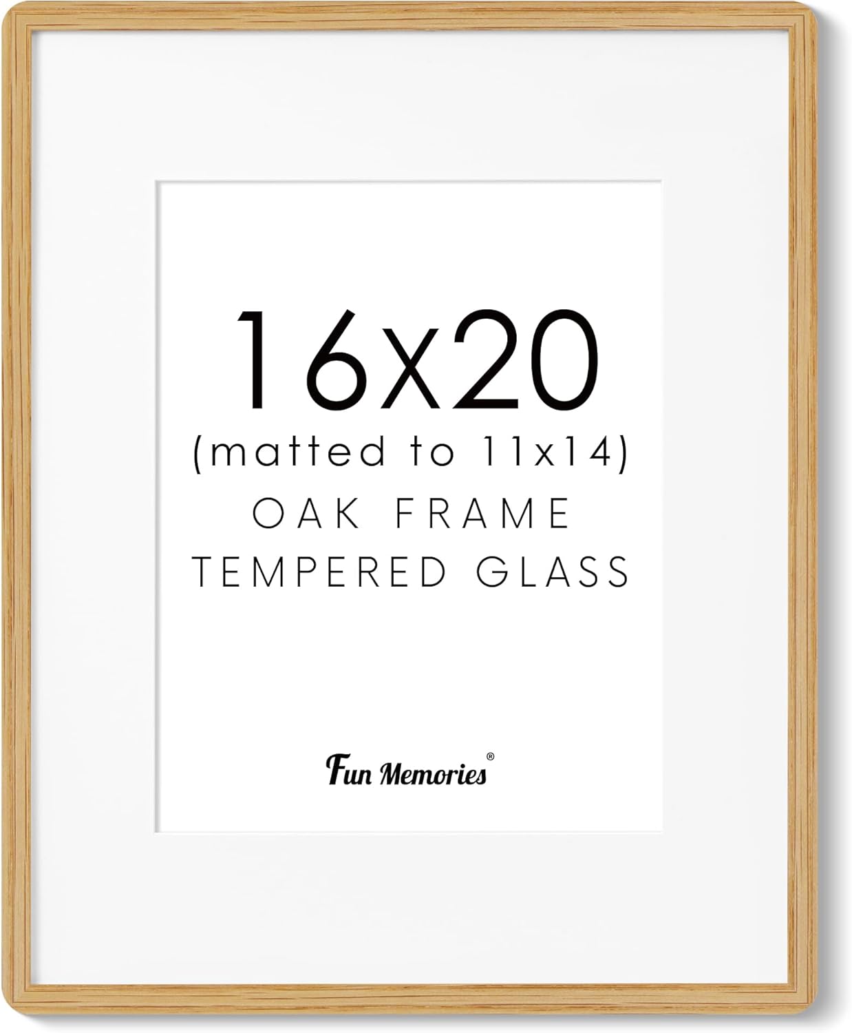 Fun Memories 11x14 Wood Picture Frame, Set of 3, Natural Oak Frame 11 x 14 with Tempered Glass, 8x10 Matted to Wood, Farmhousr Rustic Wooden Poster 11x14, Walnut Color