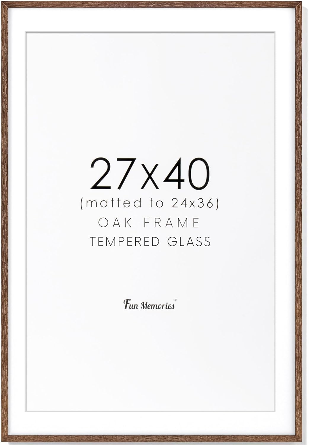 Fun Memories 11x14 Wood Picture Frame, Set of 3, Natural Oak Frame 11 x 14 with Tempered Glass, 8x10 Matted to Wood, Farmhousr Rustic Wooden Poster 11x14, Walnut Color