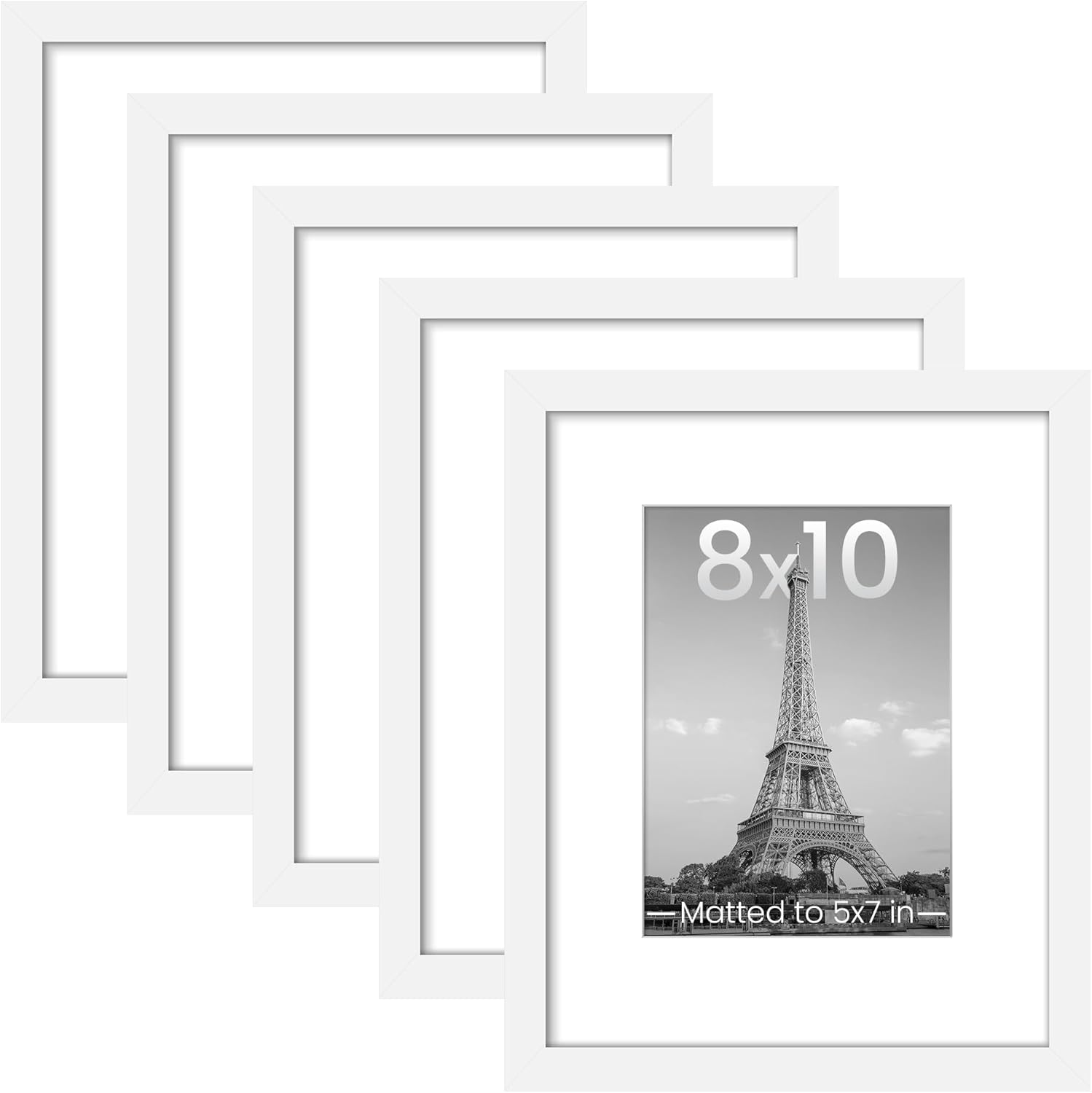 upsimples 11x14 Picture Frame Set of 5, Display Pictures 8x10 with Mat or 11x14 Without Mat, Wall Gallery Photo Frames, Black