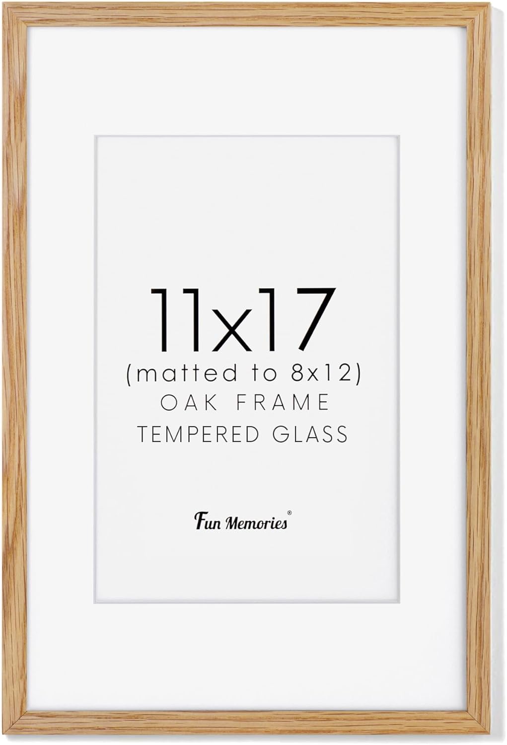 Fun Memories 11x14 Wood Picture Frame, Set of 3, Natural Oak Frame 11 x 14 with Tempered Glass, 8x10 Matted to Wood, Farmhousr Rustic Wooden Poster 11x14, Walnut Color