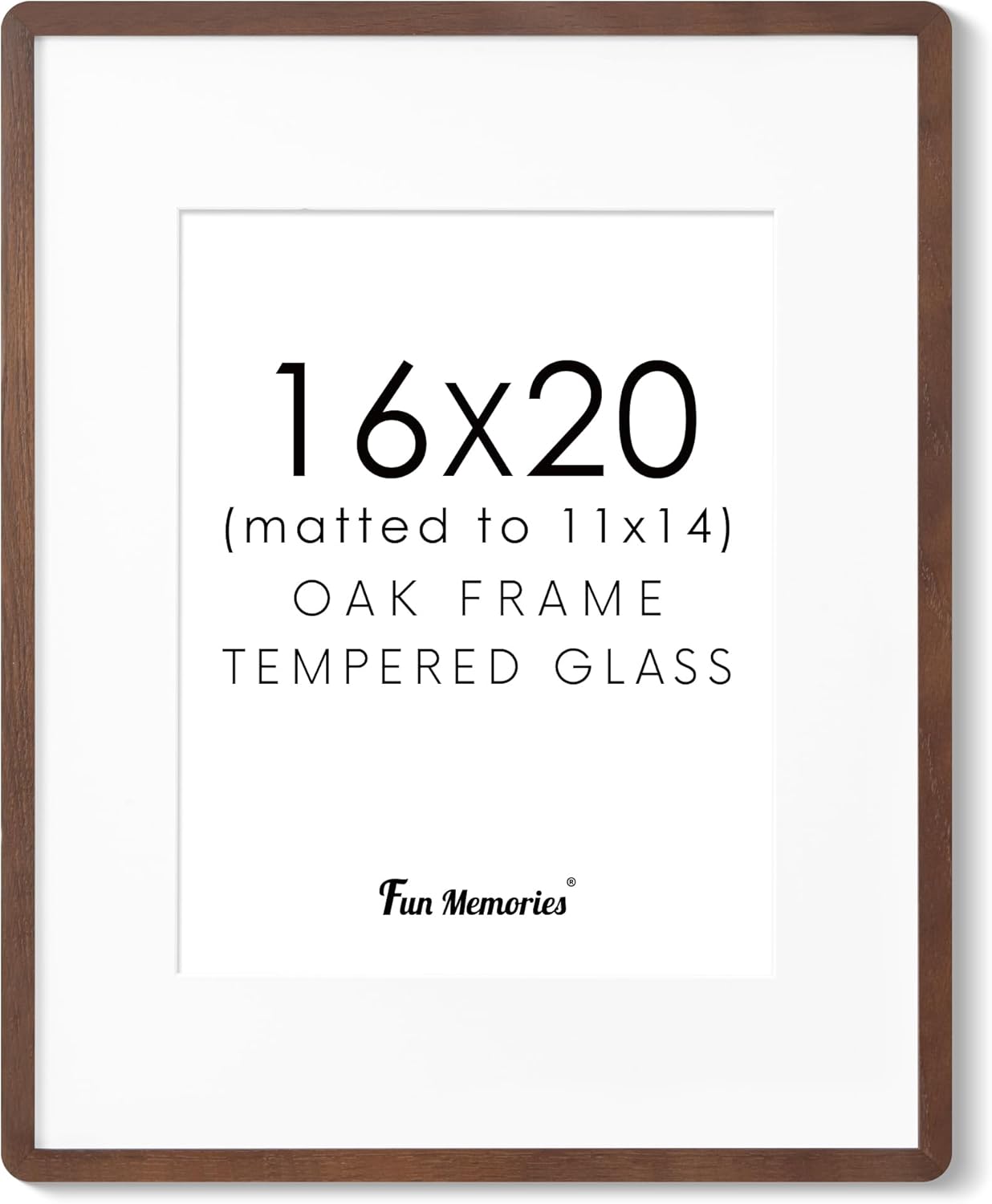 Fun Memories 11x14 Wood Picture Frame, Set of 3, Natural Oak Frame 11 x 14 with Tempered Glass, 8x10 Matted to Wood, Farmhousr Rustic Wooden Poster 11x14, Walnut Color