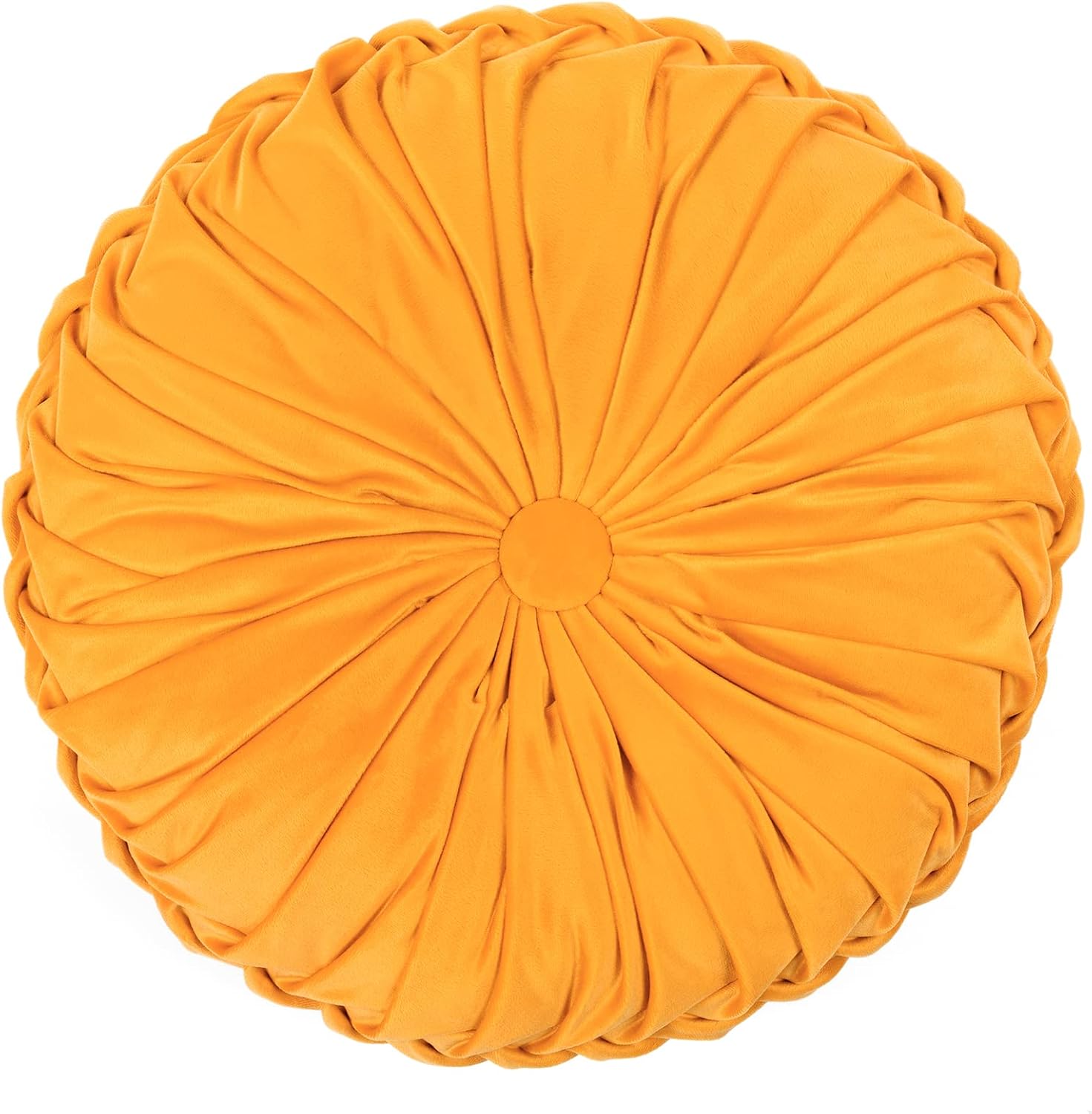 Lush Decor Round Pleated Soft Velvet Decorative Throw Pillow, 1 Count, 15" Diameter, Dark Gray - Plush Round Pillow, Seat Cushion, Decorative Pillows For Bed, Couch, Or Chair