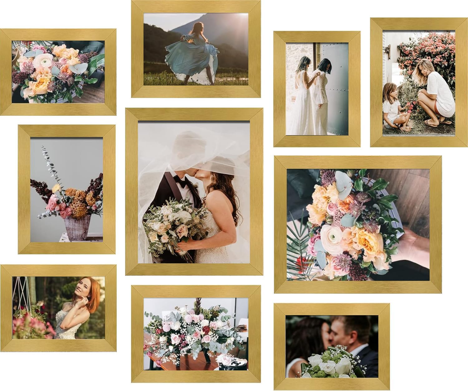 LUCKYLIFE Picture Frames Collage Wall Decor 10-Pack, Gallery Wall Frame Set with 8x10 5x7 4x6 Frames in 3 Different Finishes