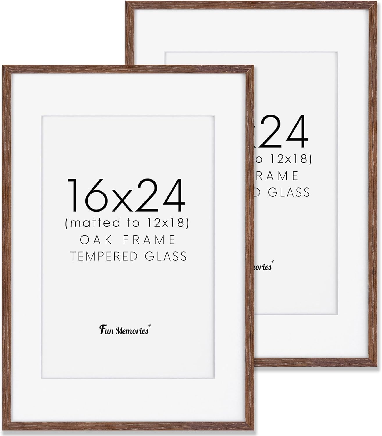 Fun Memories 11x14 Wood Picture Frame, Set of 3, Natural Oak Frame 11 x 14 with Tempered Glass, 8x10 Matted to Wood, Farmhousr Rustic Wooden Poster 11x14, Walnut Color