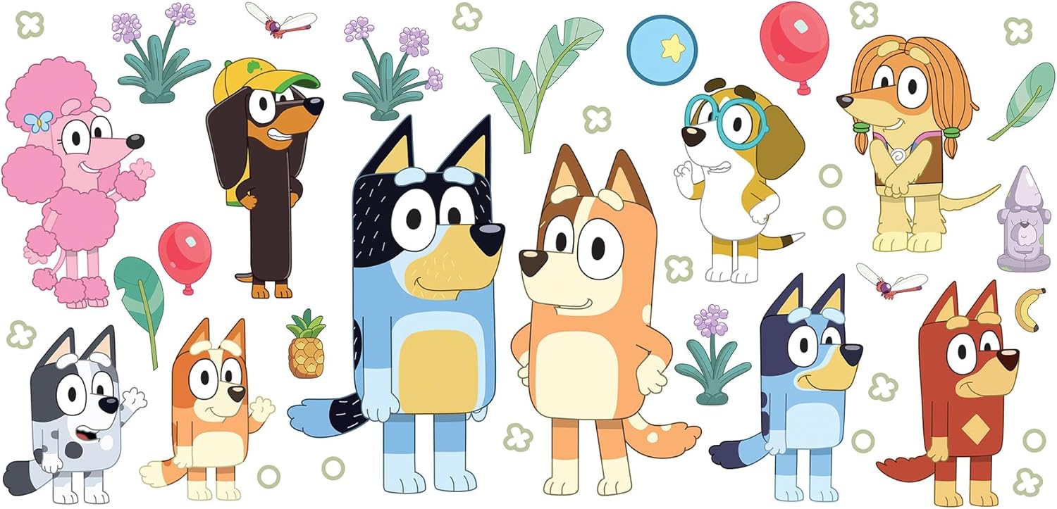 RoomMates Bluey Family and Friends Peel and Stick Wall Decals, RMK5457SCS