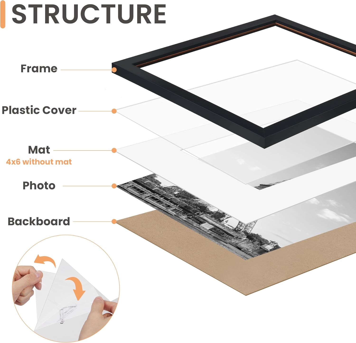 upsimples 19 Pack Picture Frames Collage Wall Decor for Mounting or Tabletop Display, Photo Gallery Frame Set for Family, Multi Sizes Including 8x10, 5x7, 4x6, Black