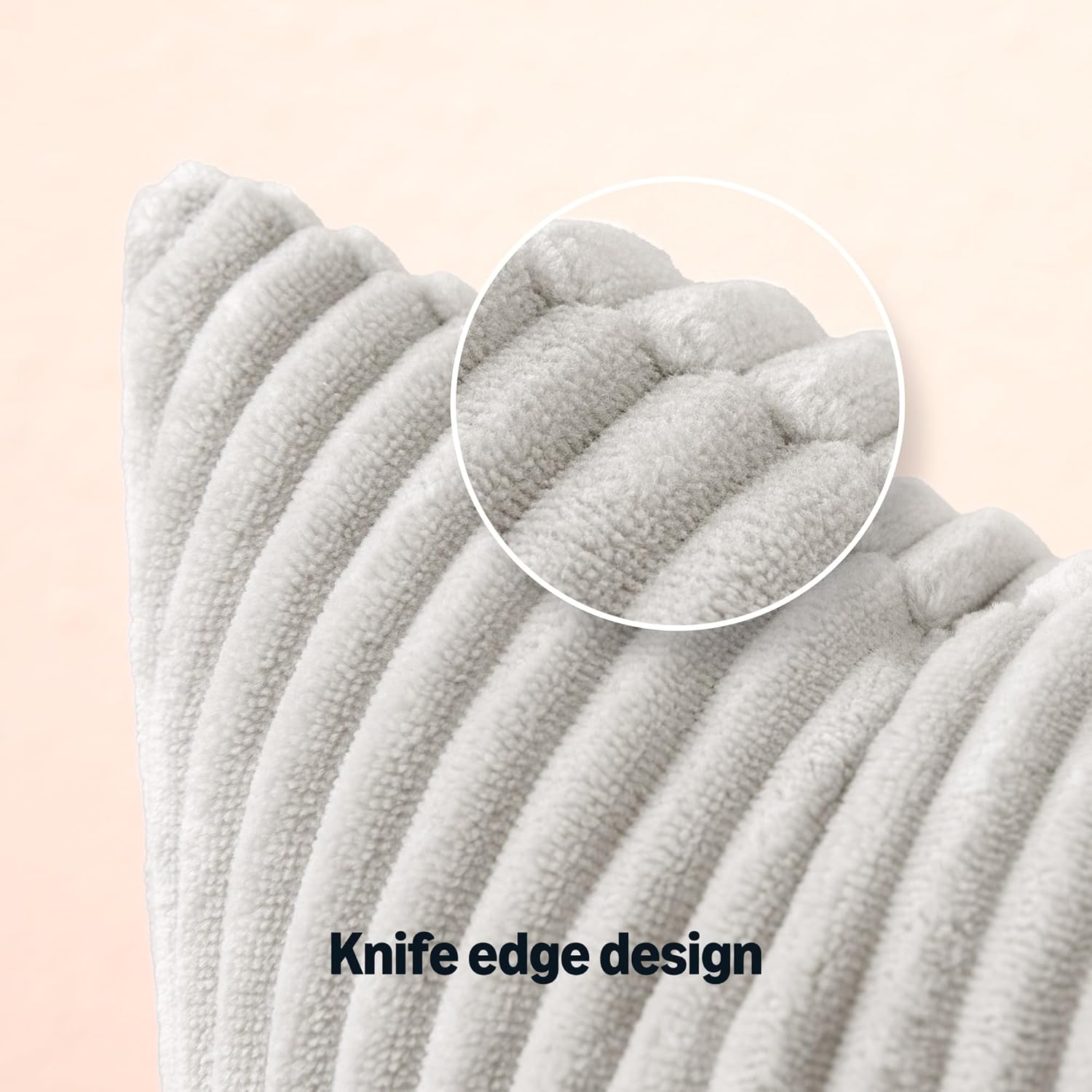 Amazon Basics Plush Striped Throw Pillow Covers, Soft Fluffy Decorative Pillow Covers for Sofa, Couch, Living Room, Bed, 18 × 18in, Gray, Pack of 2