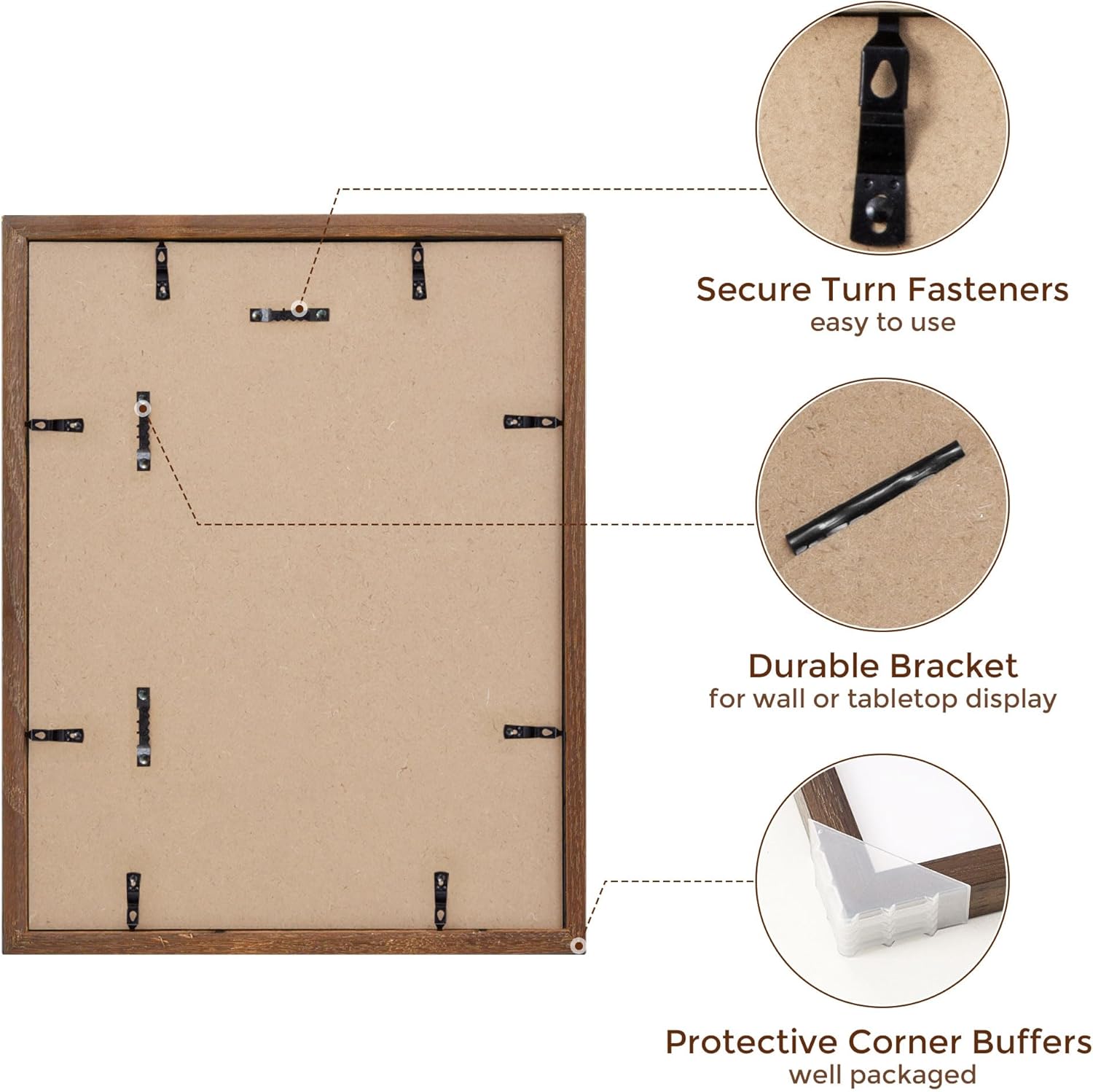 Fun Memories 11x14 Wood Picture Frame, Set of 3, Natural Oak Frame 11 x 14 with Tempered Glass, 8x10 Matted to Wood, Farmhousr Rustic Wooden Poster 11x14, Walnut Color