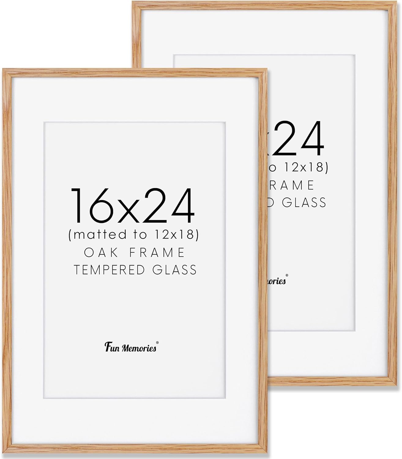Fun Memories 11x14 Wood Picture Frame, Set of 3, Natural Oak Frame 11 x 14 with Tempered Glass, 8x10 Matted to Wood, Farmhousr Rustic Wooden Poster 11x14, Walnut Color