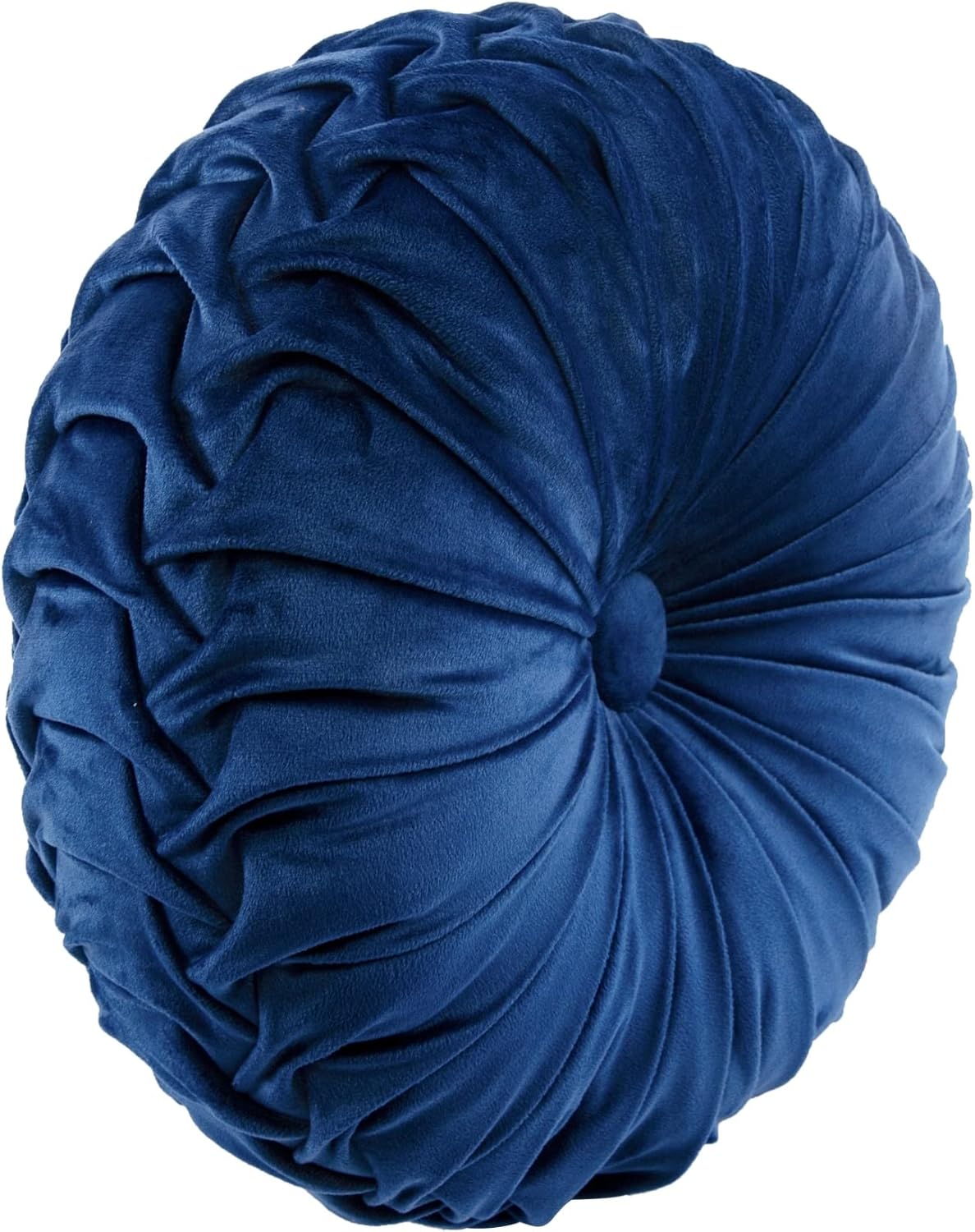 Lush Decor Round Pleated Soft Velvet Decorative Throw Pillow, 1 Count, 15" Diameter, Dark Gray - Plush Round Pillow, Seat Cushion, Decorative Pillows For Bed, Couch, Or Chair