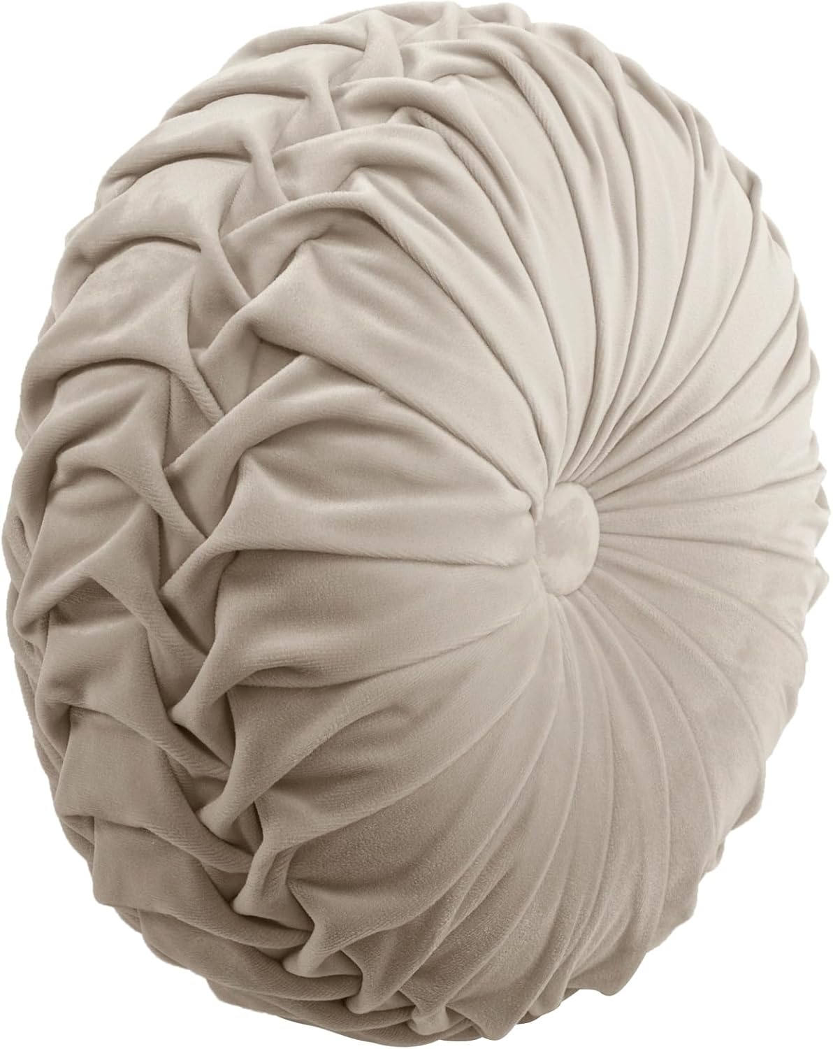 Lush Decor Round Pleated Soft Velvet Decorative Throw Pillow, 1 Count, 15" Diameter, Dark Gray - Plush Round Pillow, Seat Cushion, Decorative Pillows For Bed, Couch, Or Chair