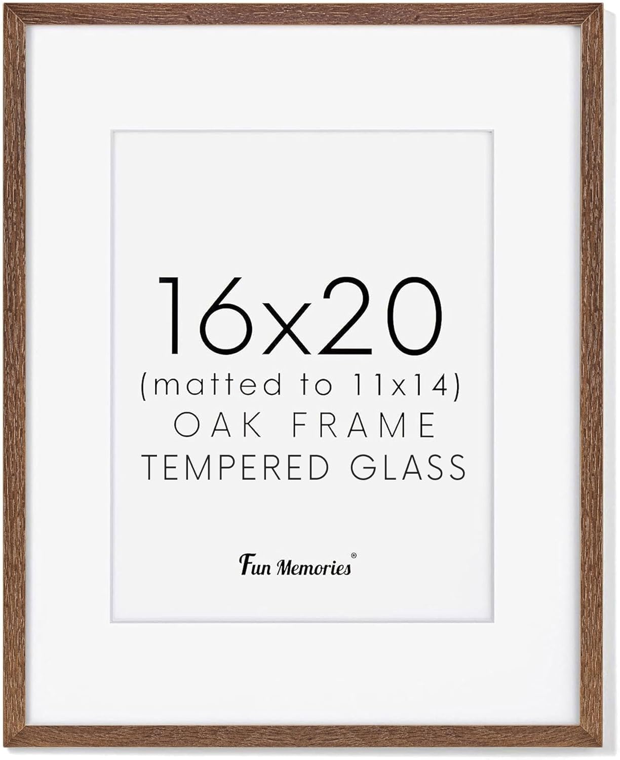 Fun Memories 11x14 Wood Picture Frame, Set of 3, Natural Oak Frame 11 x 14 with Tempered Glass, 8x10 Matted to Wood, Farmhousr Rustic Wooden Poster 11x14, Walnut Color