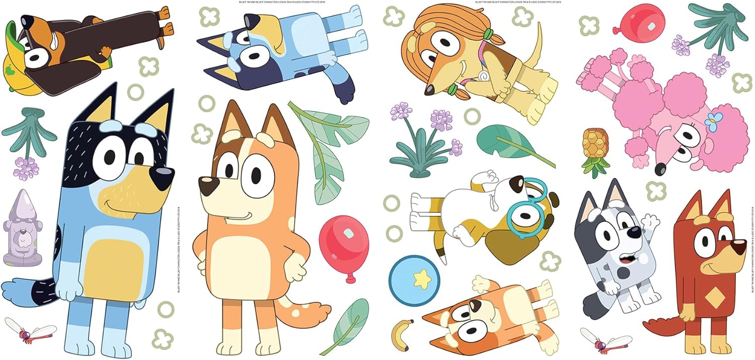 RoomMates Bluey Family and Friends Peel and Stick Wall Decals, RMK5457SCS