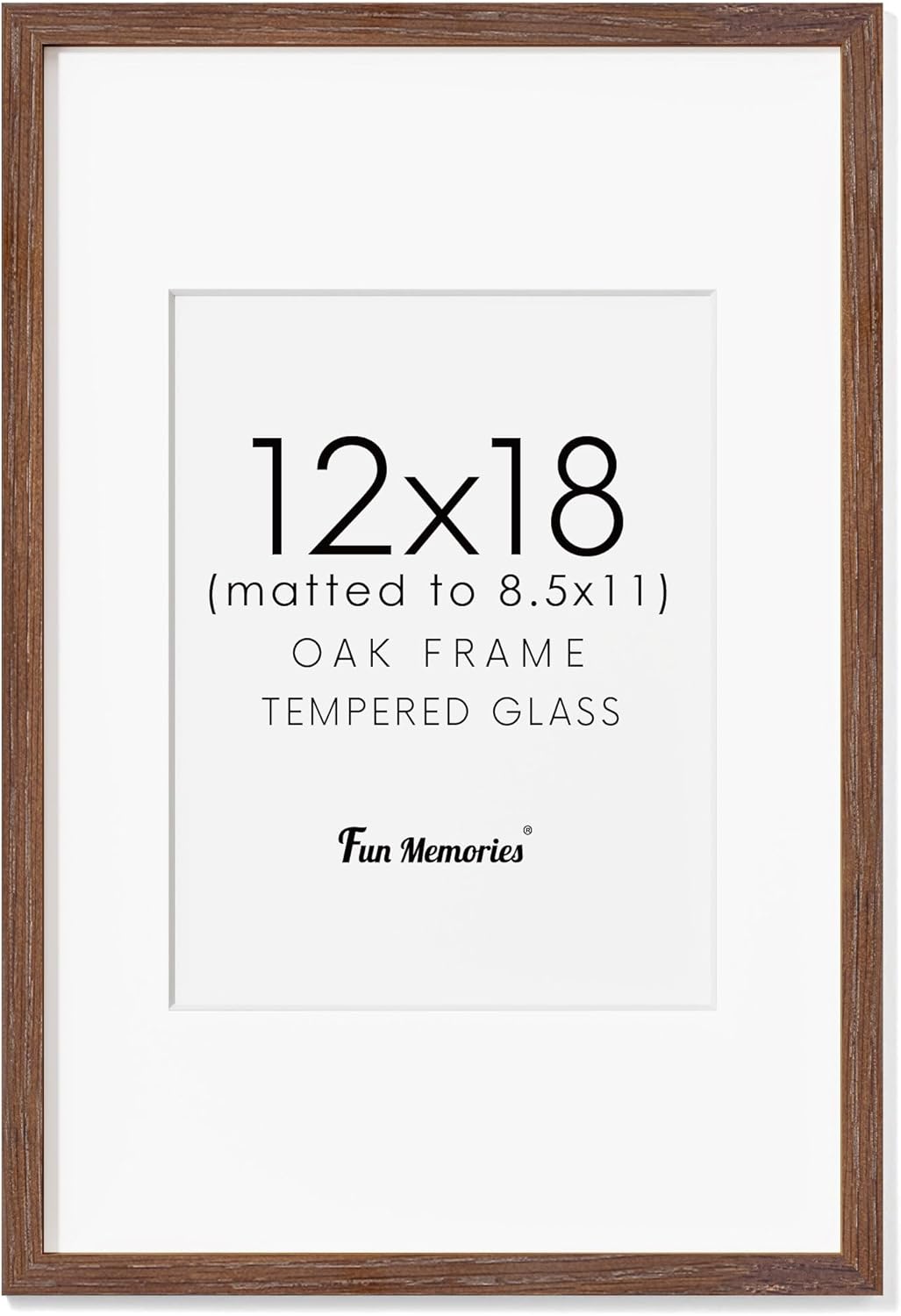 Fun Memories 11x14 Wood Picture Frame, Set of 3, Natural Oak Frame 11 x 14 with Tempered Glass, 8x10 Matted to Wood, Farmhousr Rustic Wooden Poster 11x14, Walnut Color