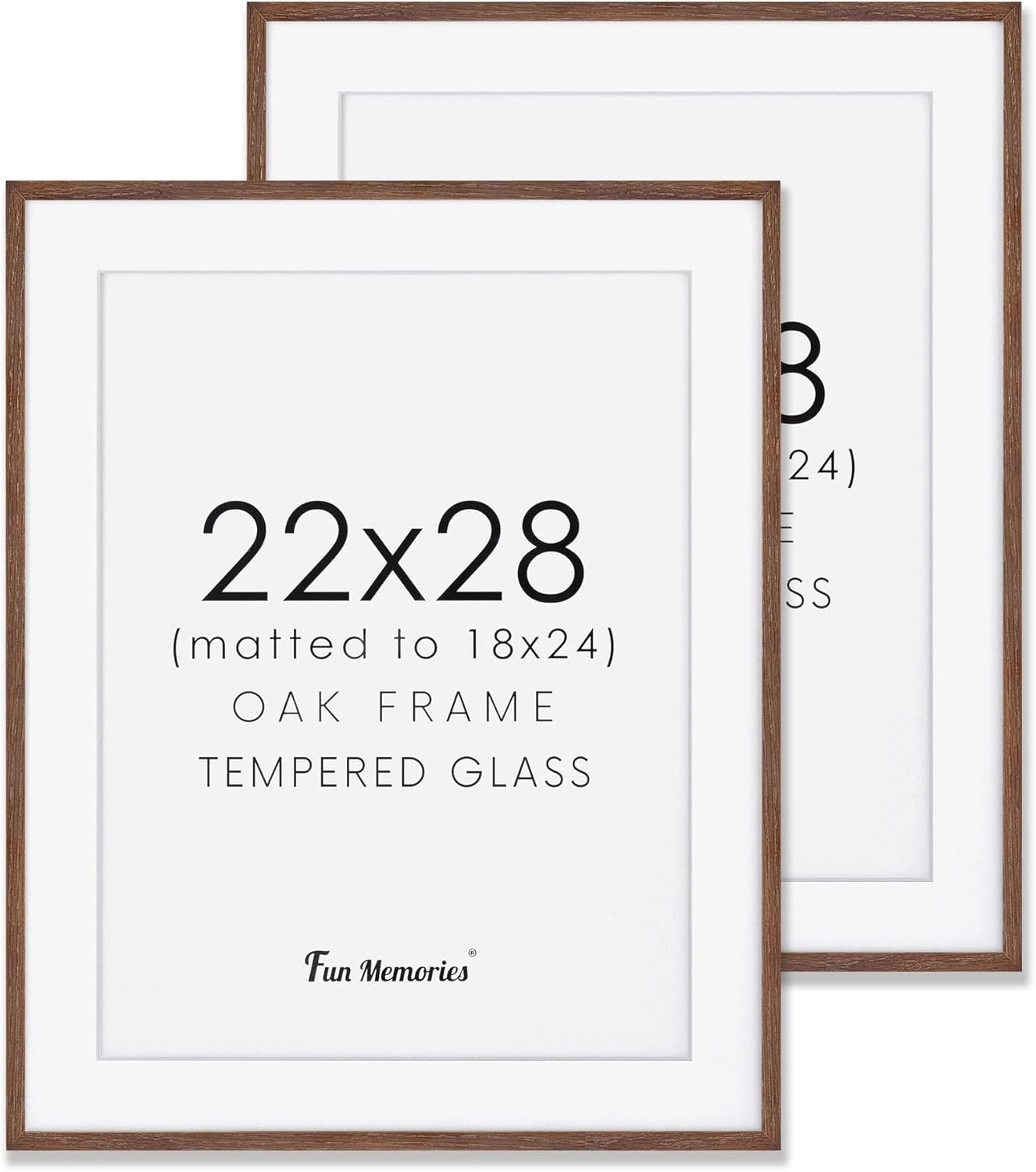 Fun Memories 11x14 Wood Picture Frame, Set of 3, Natural Oak Frame 11 x 14 with Tempered Glass, 8x10 Matted to Wood, Farmhousr Rustic Wooden Poster 11x14, Walnut Color