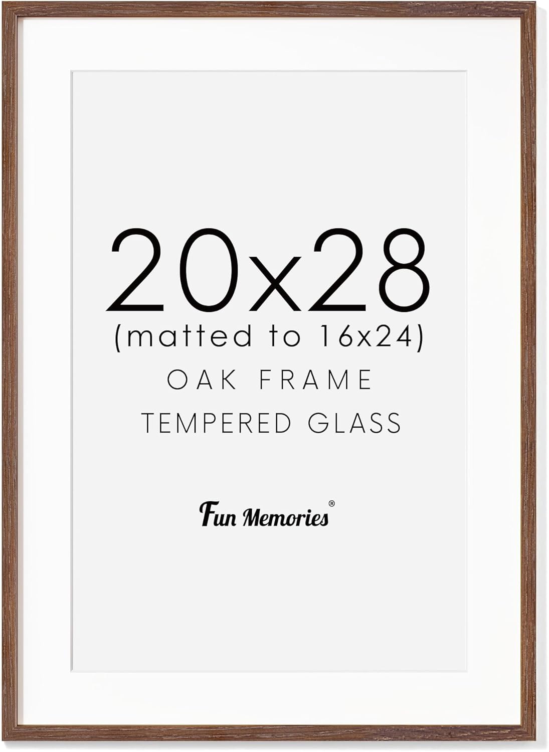 Fun Memories 11x14 Wood Picture Frame, Set of 3, Natural Oak Frame 11 x 14 with Tempered Glass, 8x10 Matted to Wood, Farmhousr Rustic Wooden Poster 11x14, Walnut Color