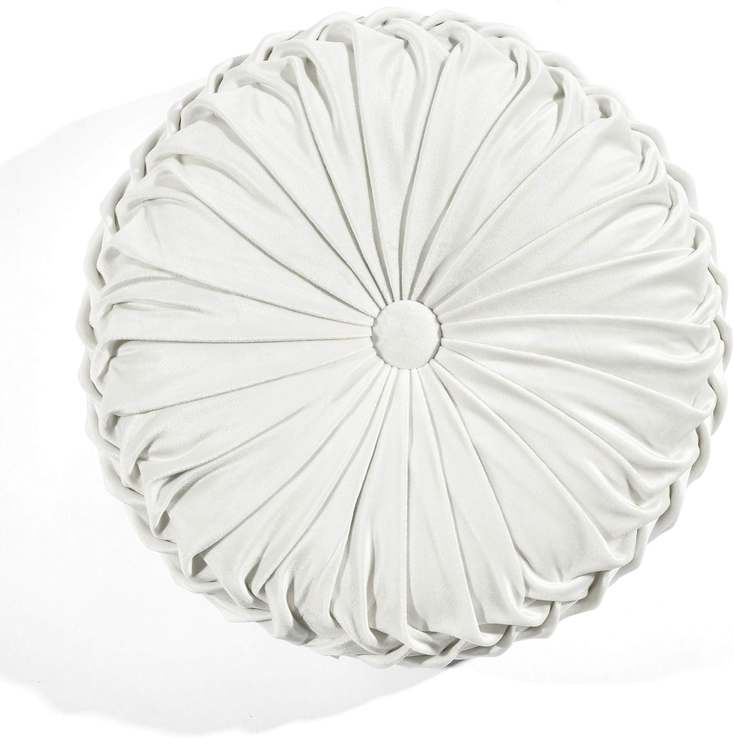 Lush Decor Round Pleated Soft Velvet Decorative Throw Pillow, 1 Count, 15" Diameter, Dark Gray - Plush Round Pillow, Seat Cushion, Decorative Pillows For Bed, Couch, Or Chair