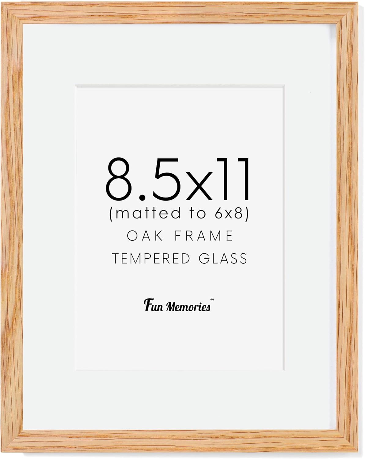 Fun Memories 11x14 Wood Picture Frame, Set of 3, Natural Oak Frame 11 x 14 with Tempered Glass, 8x10 Matted to Wood, Farmhousr Rustic Wooden Poster 11x14, Walnut Color