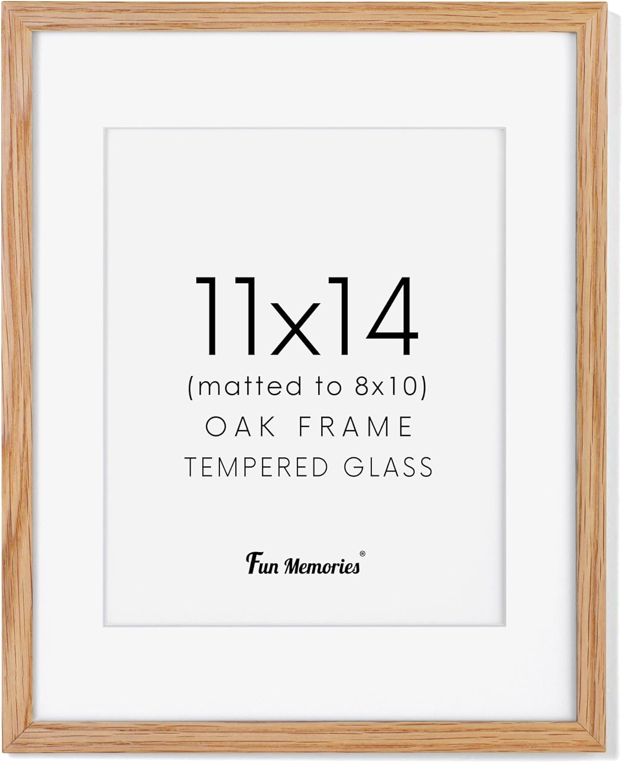 Fun Memories 11x14 Wood Picture Frame, Set of 3, Natural Oak Frame 11 x 14 with Tempered Glass, 8x10 Matted to Wood, Farmhousr Rustic Wooden Poster 11x14, Walnut Color