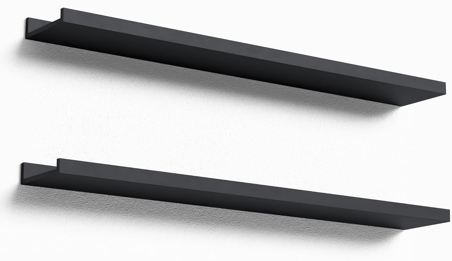 Floating Shelves Wall Mounted Set of 2, Modern White Shelves for Bedroom, Nursery Shelves with Lip, Display Picture Ledge Shelf for Wall Decor Living Room Bathroom Kitchen - White