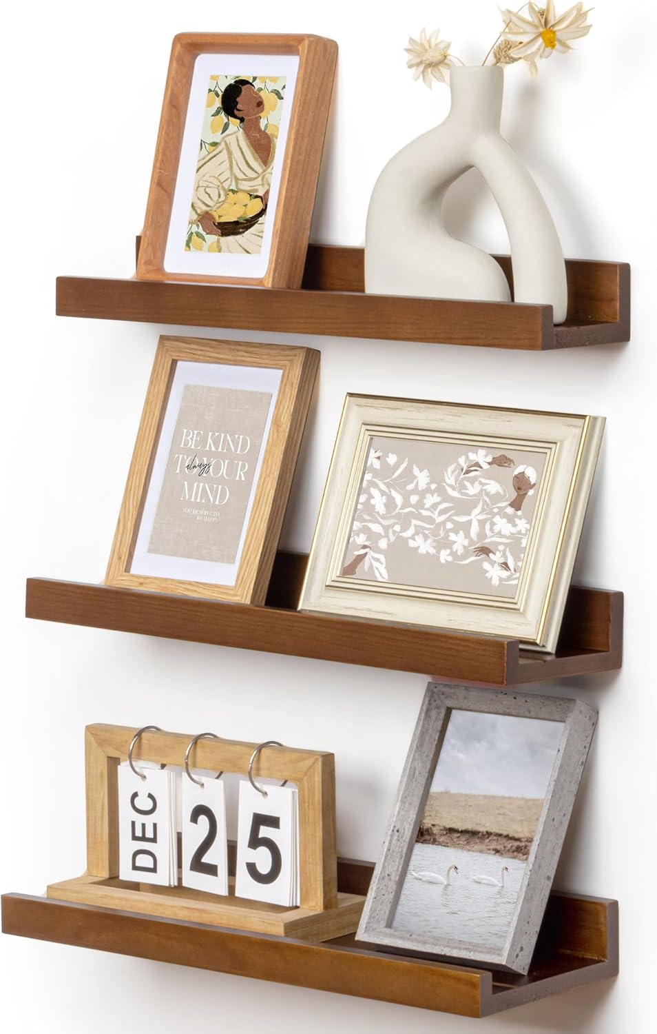 Picture Ledge Shelf, Floating Shelves Set of 2, Solid Pine Wood 72'' Long Large Nursery Book Shelves for Toys Storage, Kids Bookshelf for Living Room Bedroom Decor Books Photo Frames, White