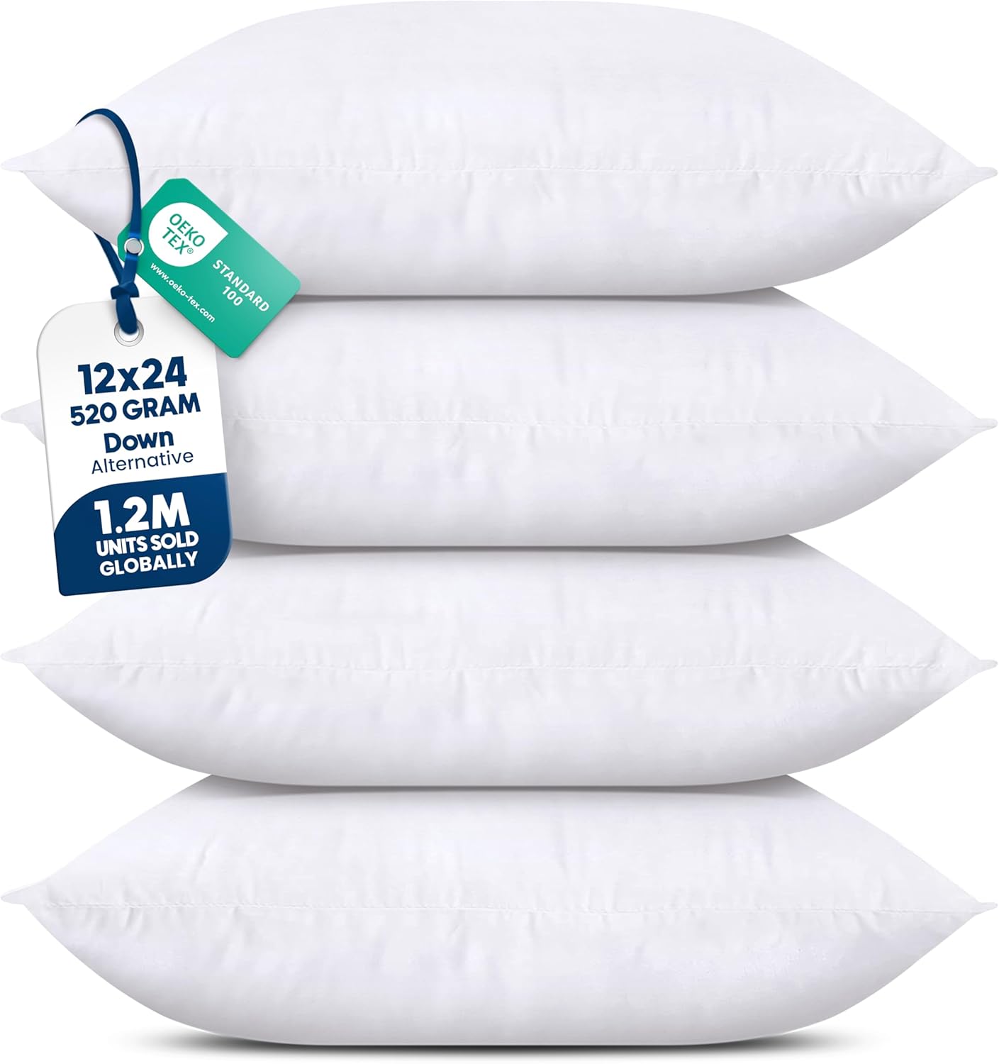 Utopia Bedding Throw Pillows (Set of 4, White) – 18 x 18 Inches Down Alternative Pillows for Bed, Sofa, and Couch - Fluffy Decorative Stuffer Pillow for Indoors & Outdoors