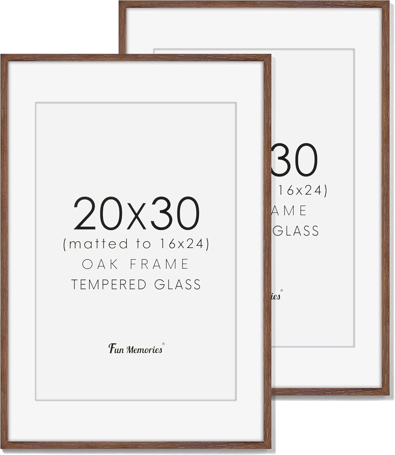 Fun Memories 11x14 Wood Picture Frame, Set of 3, Natural Oak Frame 11 x 14 with Tempered Glass, 8x10 Matted to Wood, Farmhousr Rustic Wooden Poster 11x14, Walnut Color