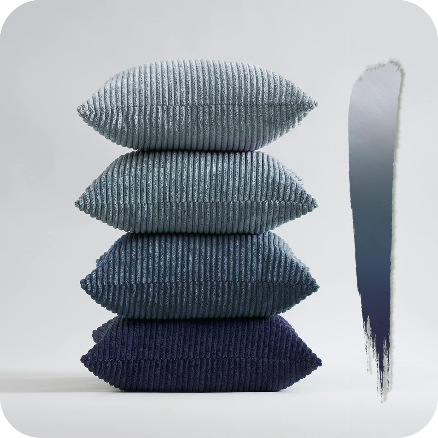 Topfinel Fall Burnt Orange Decorative Throw Pillows Covers 18x18 Inch Set of 4,Yellow Green Gradient Series Corduroy Striped Square Pillow Case,Western Modern Cushion Cover for Couch Sofa Bedroom