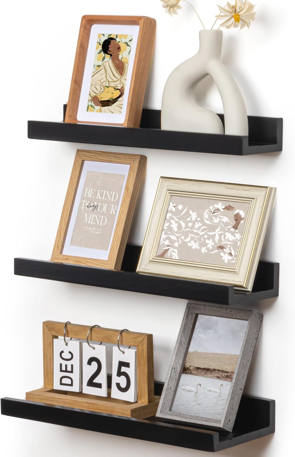 Picture Ledge Shelf, Floating Shelves Set of 2, Solid Pine Wood 72'' Long Large Nursery Book Shelves for Toys Storage, Kids Bookshelf for Living Room Bedroom Decor Books Photo Frames, White