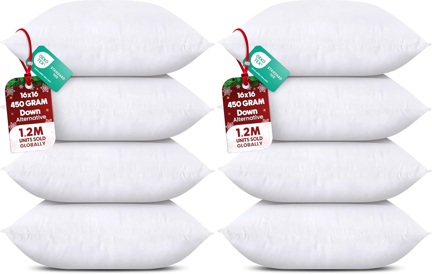 Utopia Bedding Throw Pillows (Set of 4, White) – 18 x 18 Inches Down Alternative Pillows for Bed, Sofa, and Couch - Fluffy Decorative Stuffer Pillow for Indoors & Outdoors