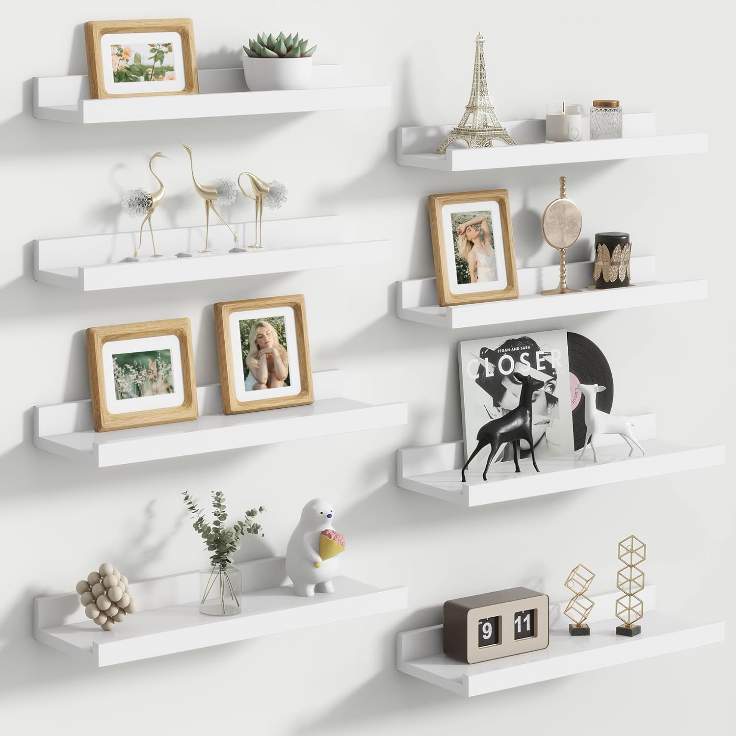 Floating Picture Ledge Shelves Set of 4, 48 Inch Shelves with Lip - Large Nursery Book Shelf for Toys Storage, Kids Bookshelf Wall Mounted Living Room Bedroom Decor Frames