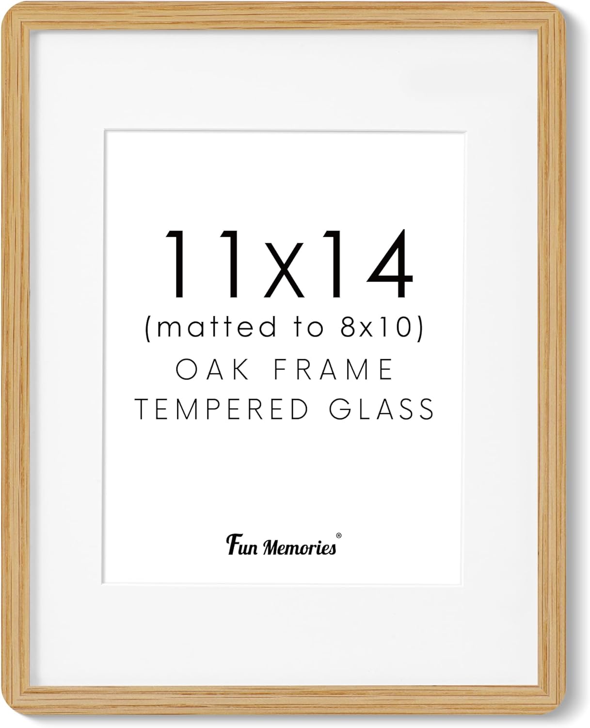 Fun Memories 11x14 Wood Picture Frame, Set of 3, Natural Oak Frame 11 x 14 with Tempered Glass, 8x10 Matted to Wood, Farmhousr Rustic Wooden Poster 11x14, Walnut Color